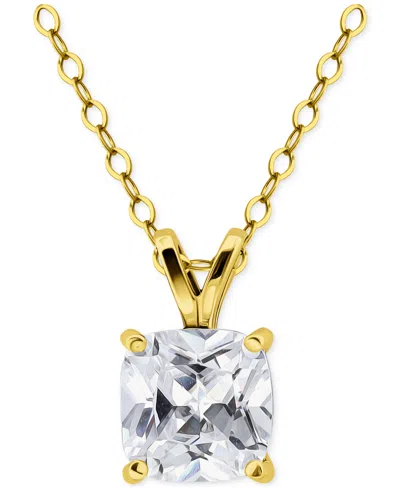 Giani Bernini Cubic Zirconia Cushion Solitaire Pendant Necklace, 16" + 2" Extender, Exclusively At Macy's