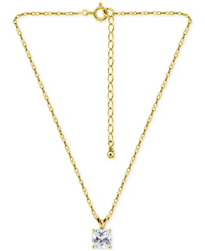 Giani Bernini Cubic Zirconia Cushion Solitaire Pendant Necklace, 16" + 2" Extender, Exclusively At Macy's