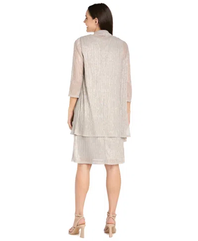 R & M Richards Women's Metallic Crinkle 2-pc. Dress In Gray