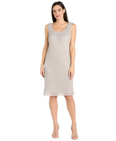 R & M Richards Women's Metallic Crinkle 2-pc. Dress In Gray