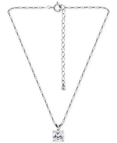 Giani Bernini Cubic Zirconia Cushion Solitaire Pendant Necklace, 16" + 2" Extender, Exclusively At Macy's