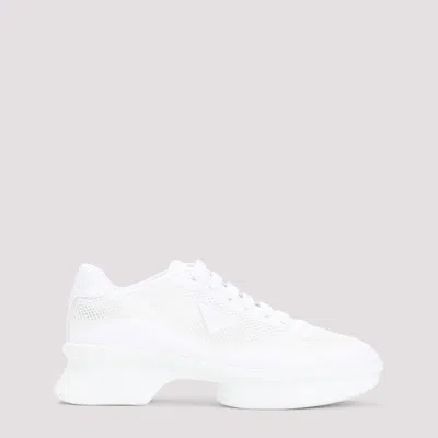 Prada Wavy Triangle Logo Low-top Sneakers In White