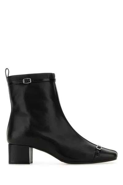 Carel Paris 50mm Buckle-strap Leather Ankle Boots In Black