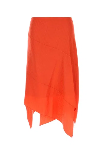 Fendi Asymmetrischer Midirock Aus Seide In Orange