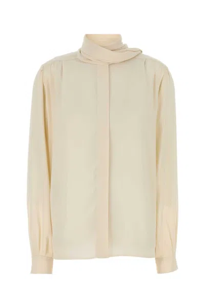 Prada Camicia In Seta Avorio  Donna In White
