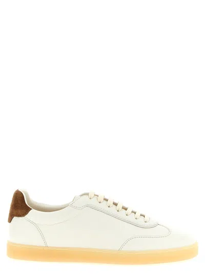Brunello Cucinelli Hammered Leather Sneakers With Suede Accents