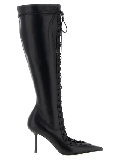 Le Silla Colette Knee Length Pointed Toe Stiletto Boots In Black
