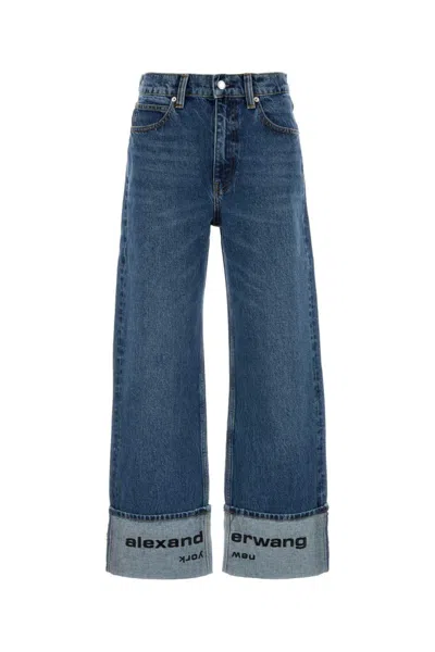 Alexander Wang Wide-leg Denim Jeans Folded Cuffs In Blue