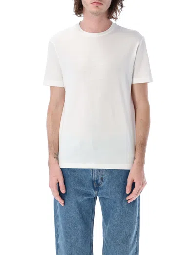 Emporio Armani White T-shirt With Logo On The Front Tone-on-tone In Cotton Man In White