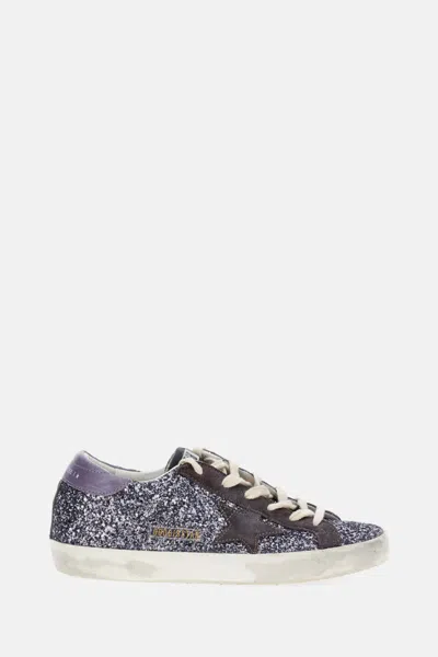 Golden Goose Grey Lace Up Sneakers In Blue