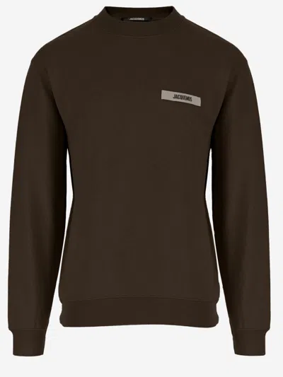 Jacquemus Basic Crew Neck T-shirt With Long Sleeves In Brown