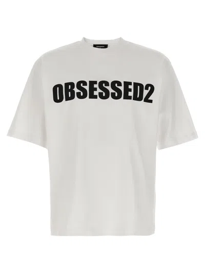 Dsquared2 Solid Color Cool Fit Crew-neck T-shirt With Printed Logo In White
