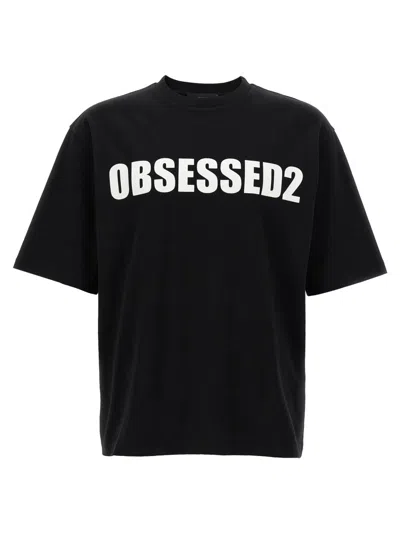 Dsquared2 Black Crewneck T-shirt With Maxi Logo Lettering On The Front