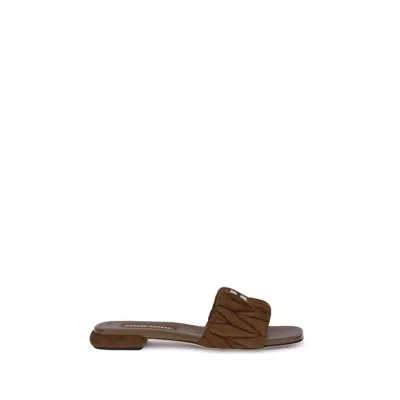 Miu Miu Quilted Open Toe Flat Sole Slippers In Orange