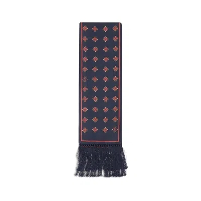 Valentino Modern Silk Scarf Featuring Geometric Pattern In Blue