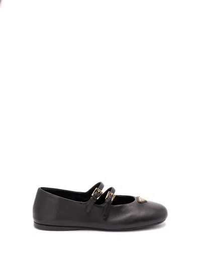 Prada Women Nappa Leather Ballerinas In Black
