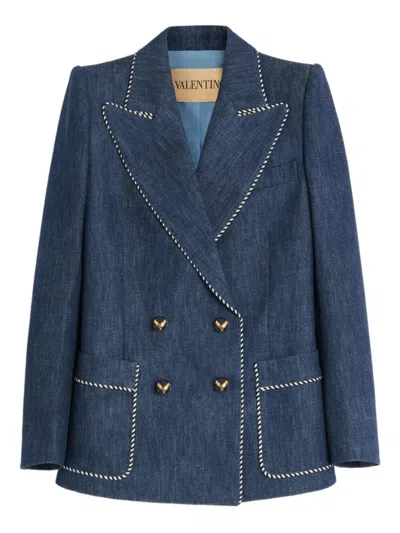 Valentino Garavani Women Double-breasted Denim Jacket In Blue