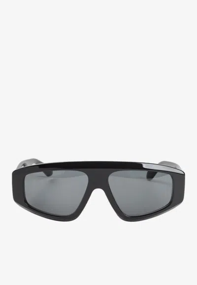 Alaïa Rectangular Frame Sunglasses Dark Lenses In Black