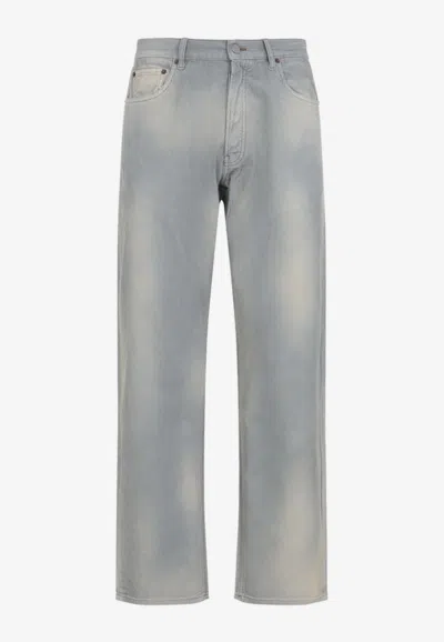 Prada Corduroy Mid-waist Straight Hem Trousers In Gray