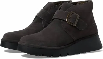 Fly London Women's Leather Wedge Ankle Boot In Diesel Fuel In Brown