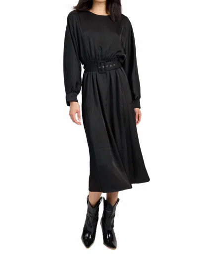 Sadie & Sage Mood Boost Dolman Sleeve Belted Midi Dress In Black In Black