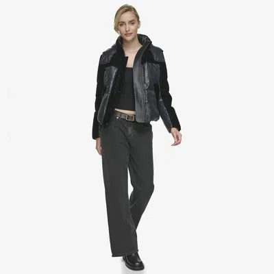 Andrew Marc Women's Vega Mixed Media Short Down Coat In Black