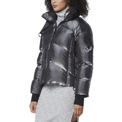 Andrew Marc Black Label Women's Fracium Metallic Short Puffer In Gray