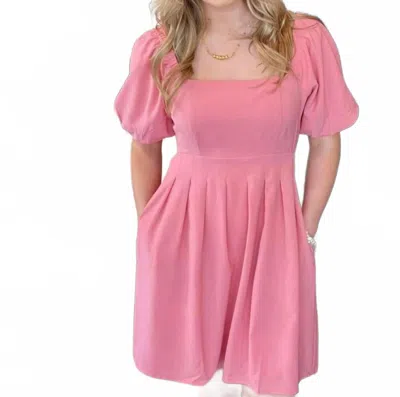 Joy Joy Mauve Puff Sleeve Dress In Pink Mauve In Pink