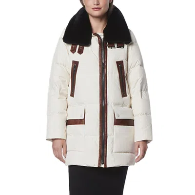 Andrew Marc Black Label Women's Dutton Aviator Mixed Media Puffer In White