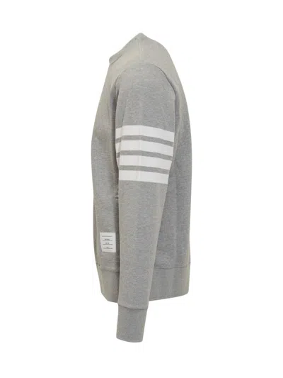 Thom Browne Loopback Jersey Knit 4-bar Crewneck Sweatshirt In Gray