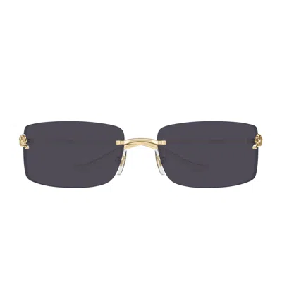 Cartier Ct0503s Panthère De  001 Gold Grey Sunglasses