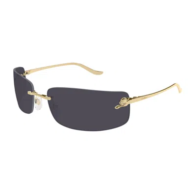 Cartier Ct0503s Panthère De  001 Gold Grey Sunglasses