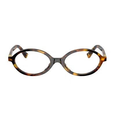 Miu Miu Tortoiseshell-effect Oval Glasses