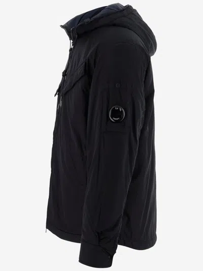 C.p. Company Adjustable Hooded Nylon Jacket In Black