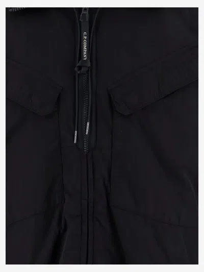 C.p. Company Adjustable Hooded Nylon Jacket In Black