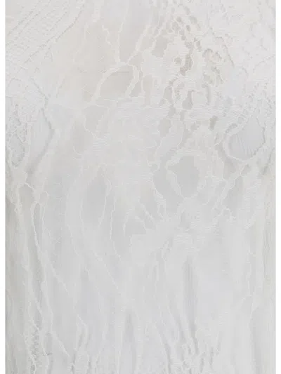 Balmain High Neck Lace Bodysuit With Long Sleeves In White