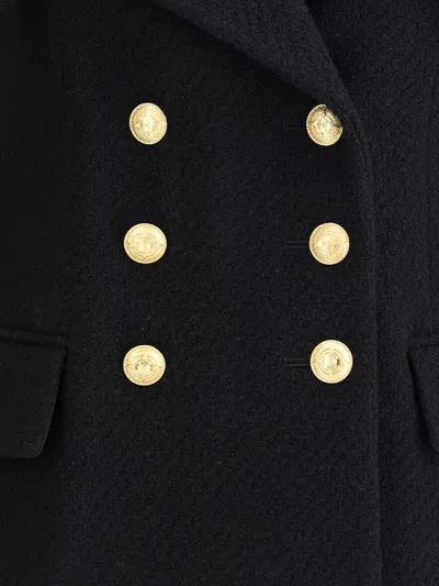 Chloé Cascade-lapel Double-breasted Boucle Jacket In Black