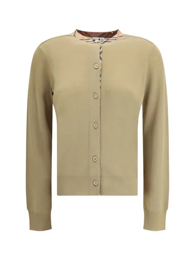 Burberry Structured Wool Cardigan Check Pattern
