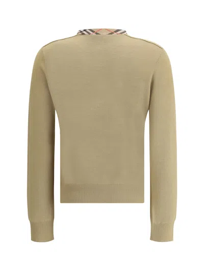 Burberry Structured Wool Cardigan Check Pattern