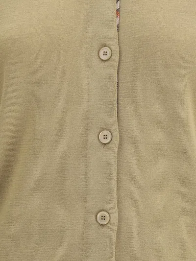 Burberry Structured Wool Cardigan Check Pattern