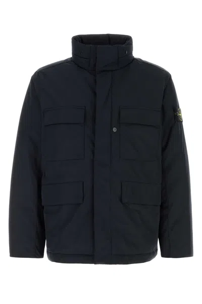 Stone Island Padded Field Jacket With Anti-drip And Snap Pockets In Black