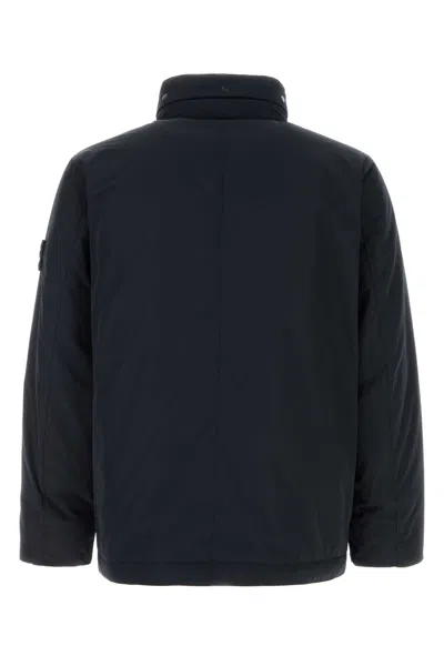 Stone Island Padded Field Jacket With Anti-drip And Snap Pockets In Black