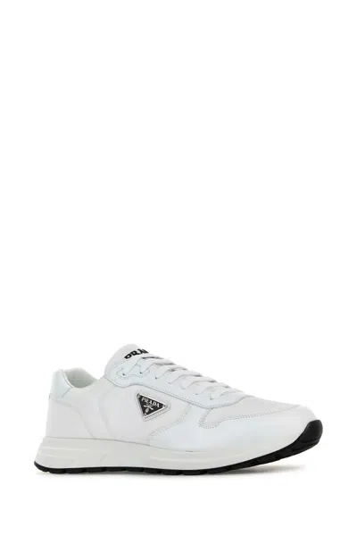 Prada White Nylon And Leather Prax 2.0 Sneakers In White