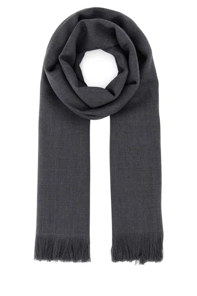 Weekend Max Mara Wool Ken Scarf Fringed Edges In Gray
