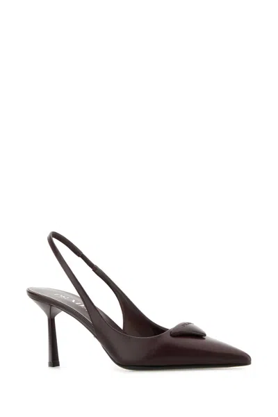 Prada Modellerie Pointed Toe Slingback Pump In Brown