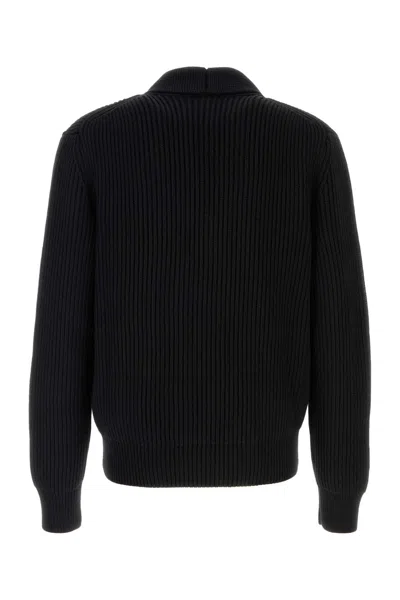 Tom Ford Shawl Collar Double-breasted Front Pockets Ribbed Texture In Black