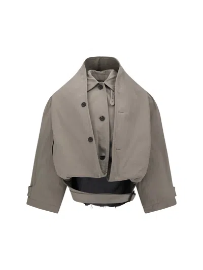 Balenciaga Reverse Hooded Trench Coat In Neutral