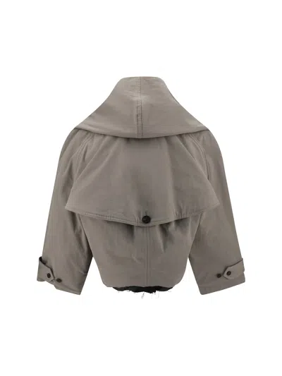 Balenciaga Reverse Hooded Trench Coat In Neutral