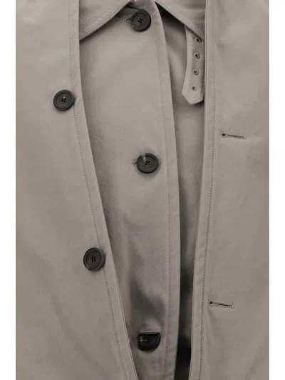 Balenciaga Reverse Hooded Trench Coat In Neutral