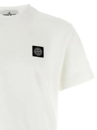 Stone Island White Cotton T-shirt With Logo Patch